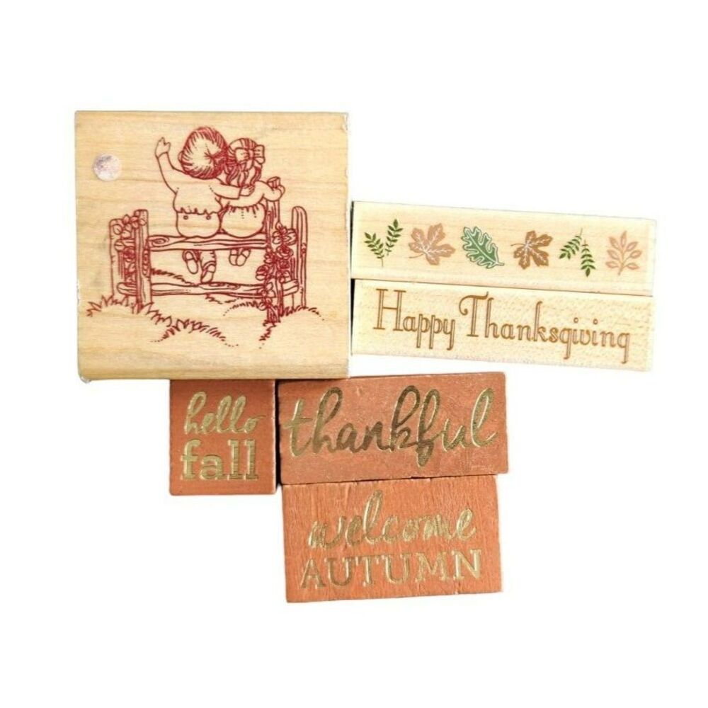 Fall & Thanksgiving Wooden Stamps Lot
